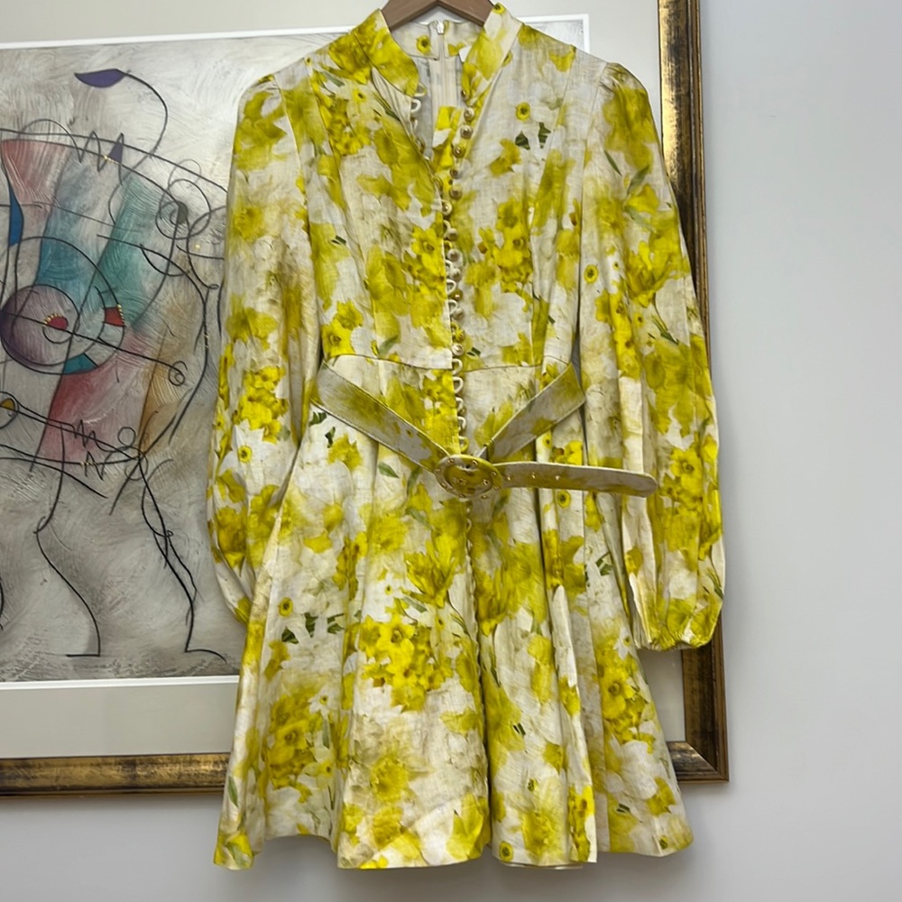 Zimmermann Yellow Floral Mini Dress